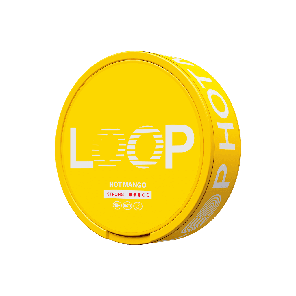 LOOP Hot Mango Strong 9mg slim nicotine pouch with mango, lime and chili flavor