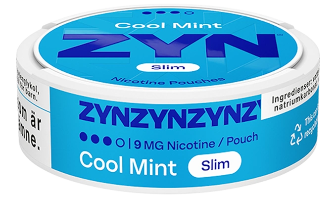 ZYN Cool Mint 9mg slim nicotine pouch, tobacco-free format