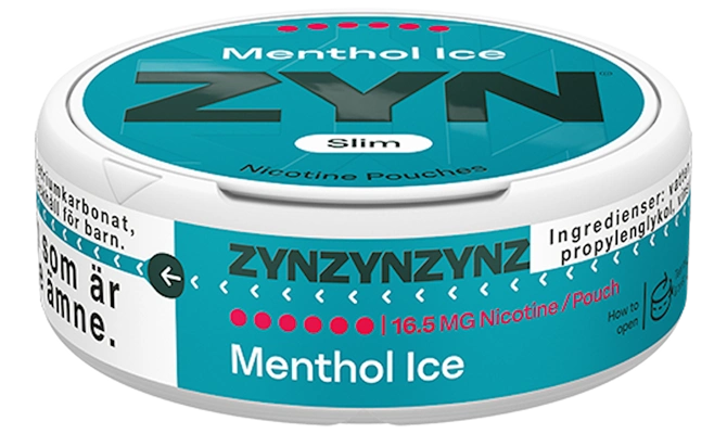 ZYN Menthol Ice 16.5mg slim nicotine pouch, ultra strong and tobacco-free