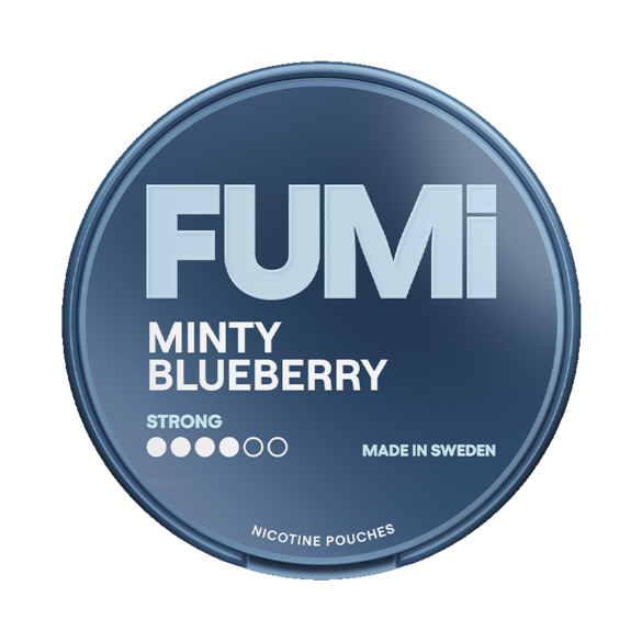 FUMi Minty Blueberry Slim Strong 8mg can with mint and blueberry flavor