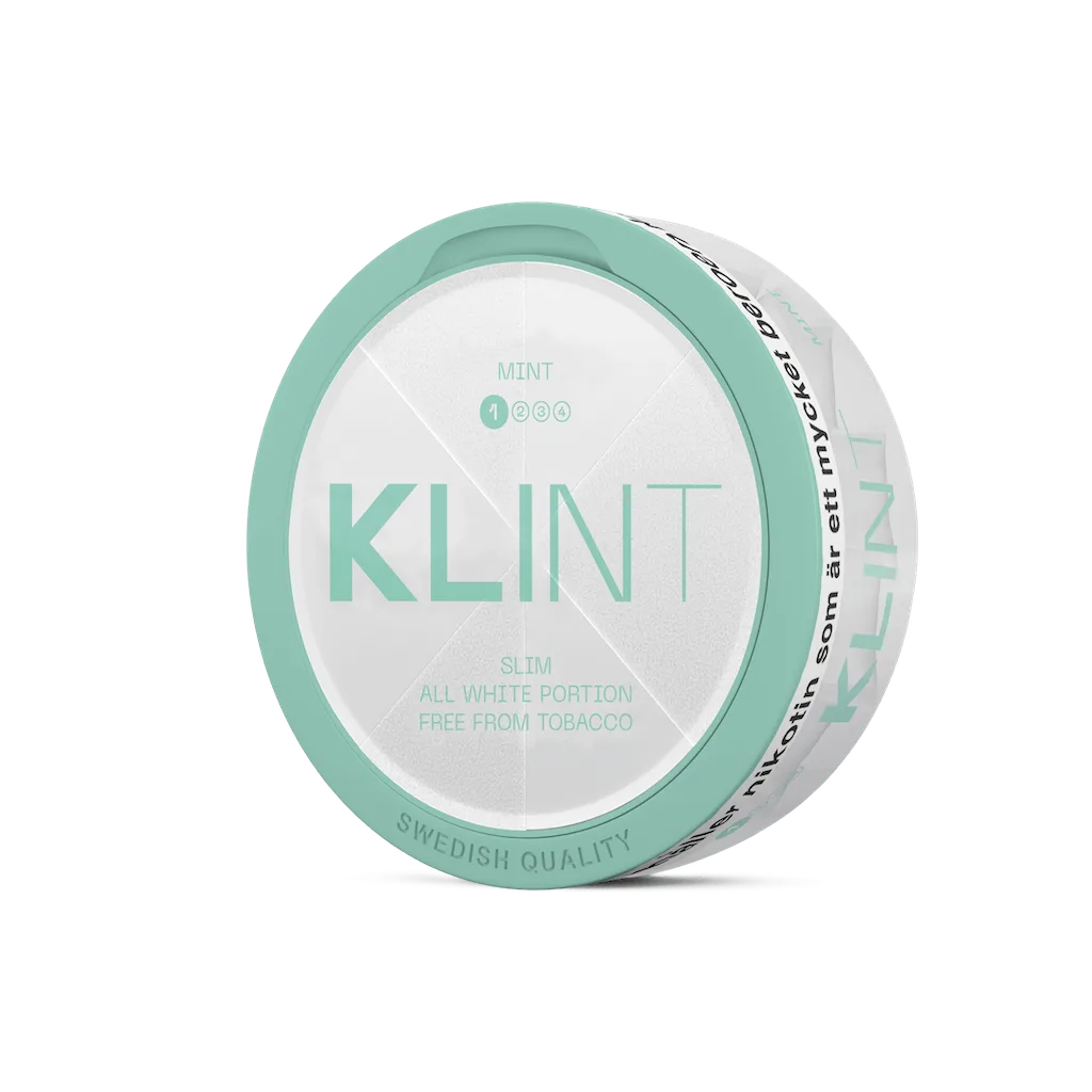Klint Mint Slim 4mg nicotine pouch – all-white slim format with fresh mint flavor