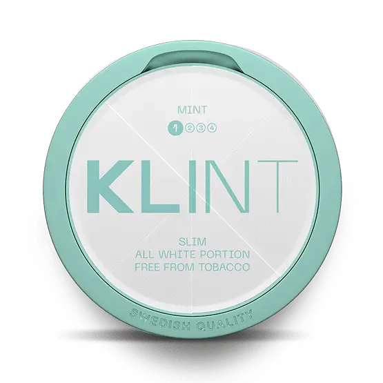 Klint Mint Slim 4mg nicotine pouch – all-white slim format with fresh mint flavor