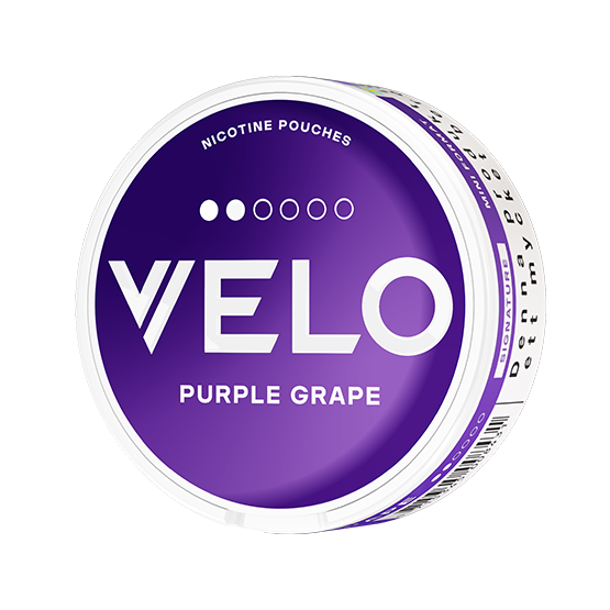 VELO Purple Grape Mini 6mg nicotine pouch, dry mini format, red grape flavor