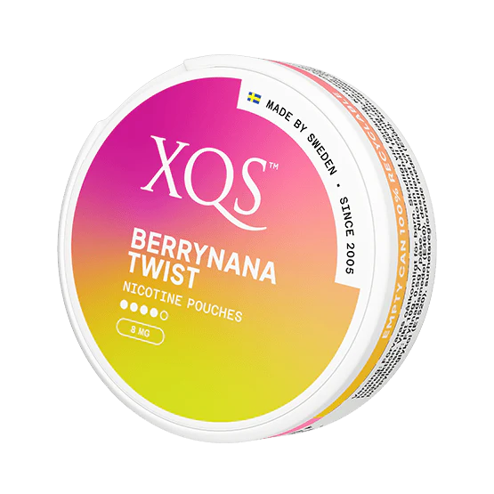 XQS Berrynana Twist Slim Strong 8mg nicotine pouch – fruity banana and berry, tobacco-free