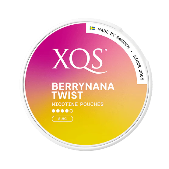 XQS Berrynana Twist Slim Strong 8mg nicotine pouch – fruity banana and berry, tobacco-free
