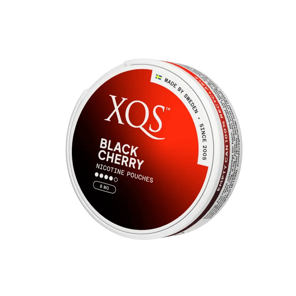 XQS Black Cherry Slim Strong 8mg nicotine pouch – fruity cherry and tobacco-free