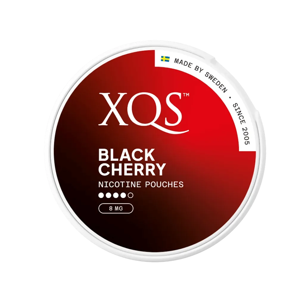 XQS Black Cherry Slim Strong 8mg nicotine pouch – fruity cherry and tobacco-free