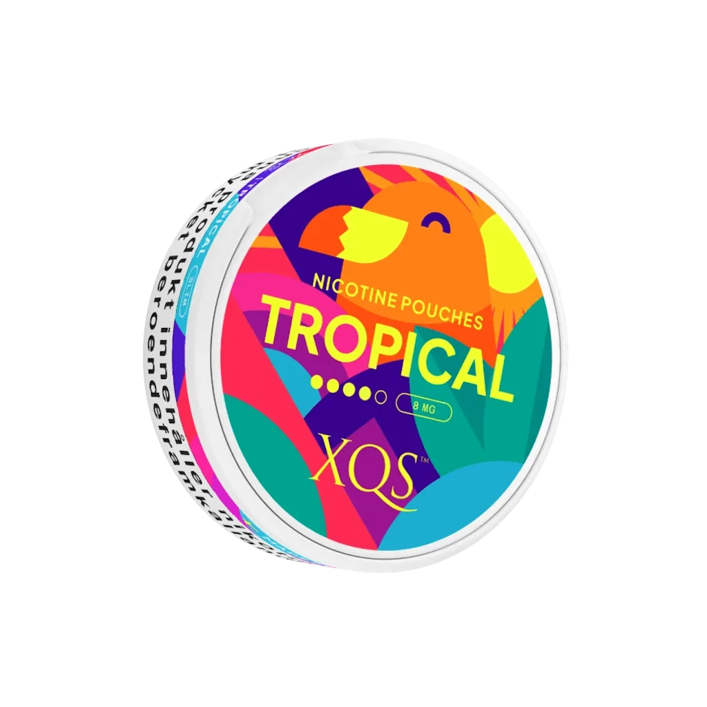 XQS Tropical Slim Strong 8mg nicotine pouch – tropical fruity flavor, tobacco-free