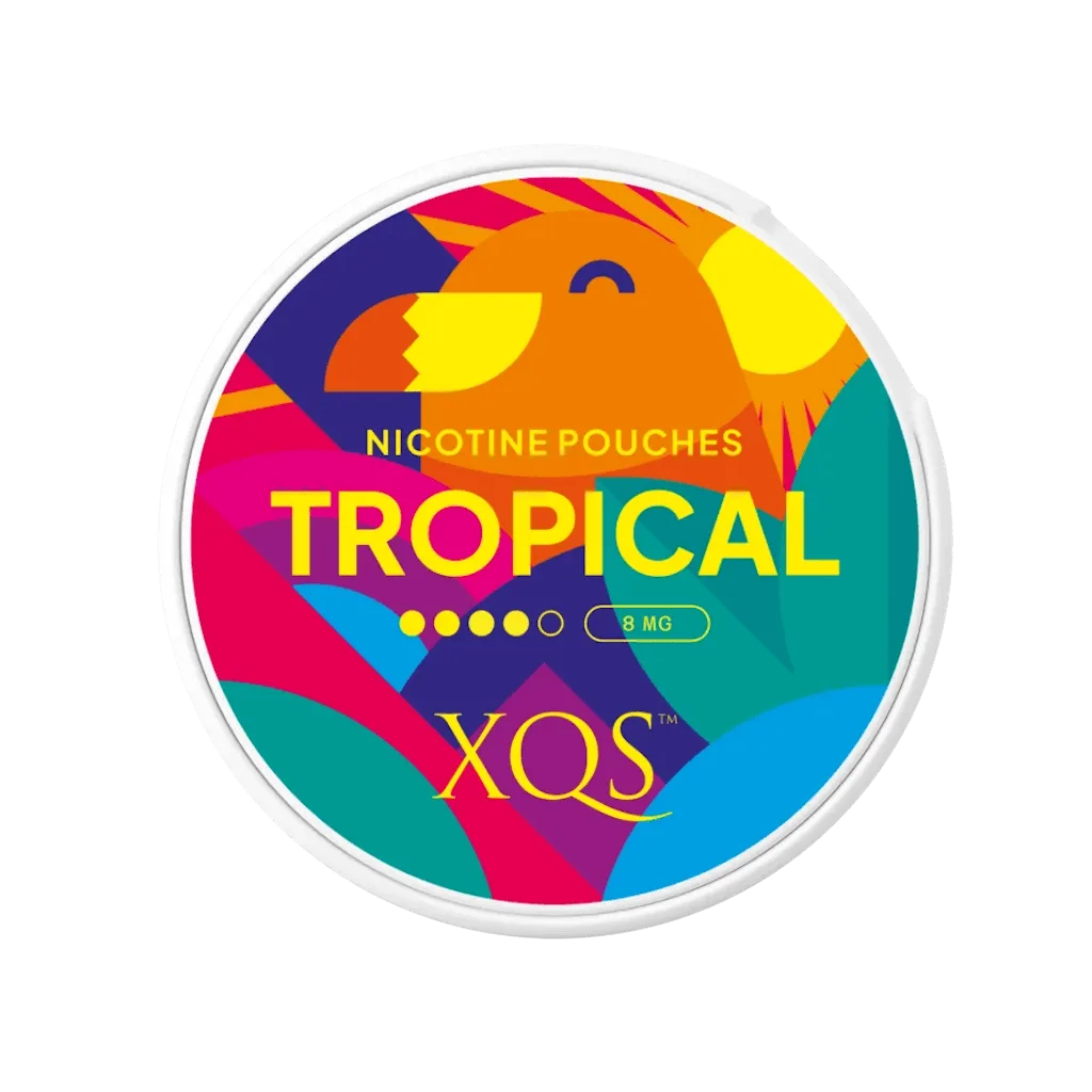XQS Tropical Slim Strong 8mg nicotine pouch – tropical fruity flavor, tobacco-free
