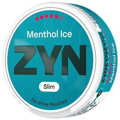 ZYN Menthol Ice Slim Super Strong 13.5mg can with cool blue label