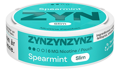 ZYN Spearmint Slim 6mg pouch, slim format, tobacco-free