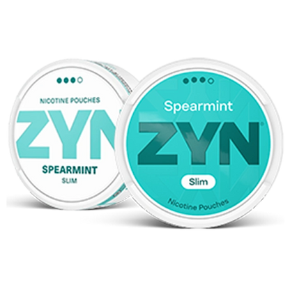 ZYN Spearmint Slim Strong 9mg nicotine pouch, dry slim format, spearmint menthol flavor